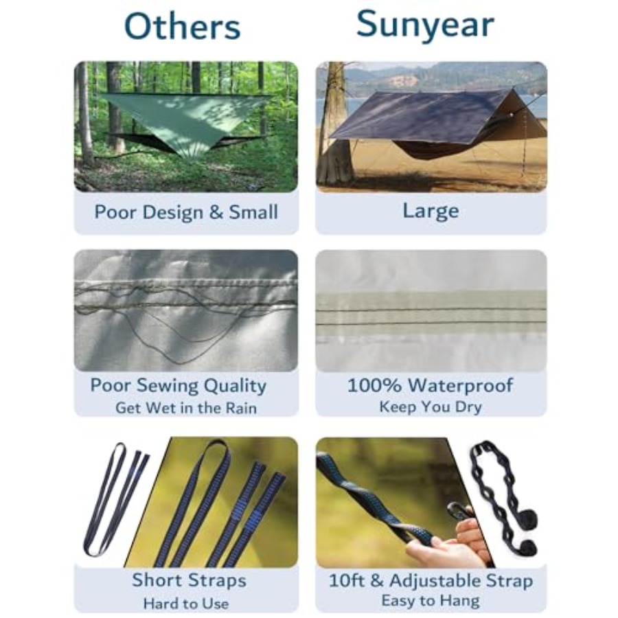 Portable Camping Hammock with  - Hammock Rain Tarp 评论和价格