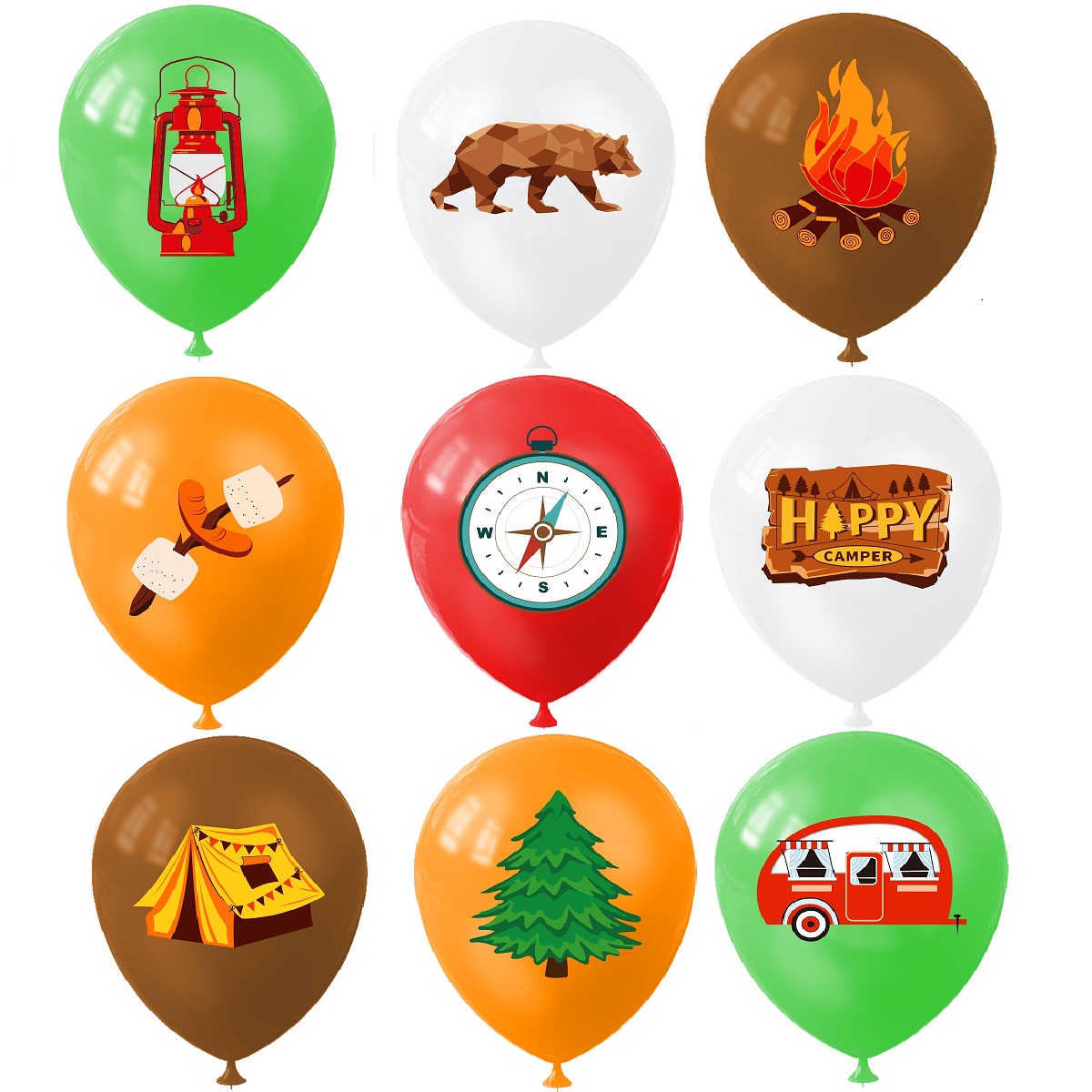 9pcs Happy Camping Balloon, Ou - Outdoor Adventure Girls 评论和价格