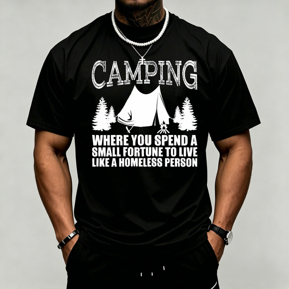 Camping Tent Pine Tree Graphic - Outdoor Adventure Quotes Short 评论和价格